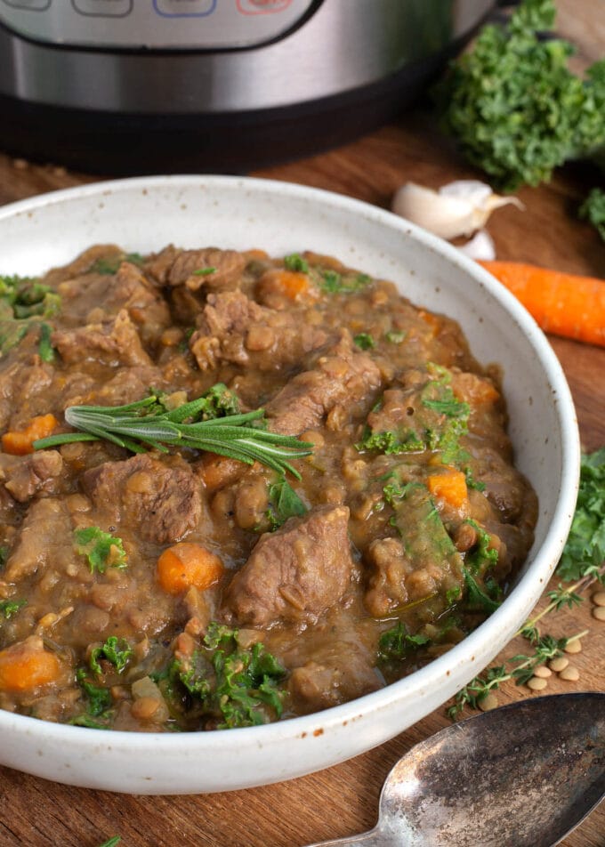 Instant Pot Lentil Beef Stew Simply Happy Foodie