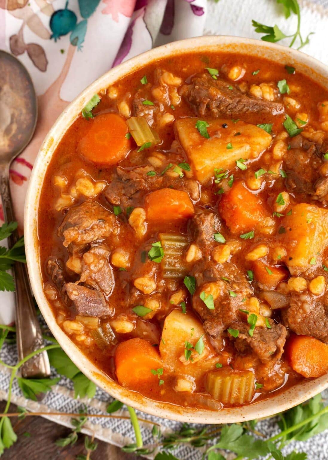 Instant Pot Beef Barley Stew - Simply Happy Foodie